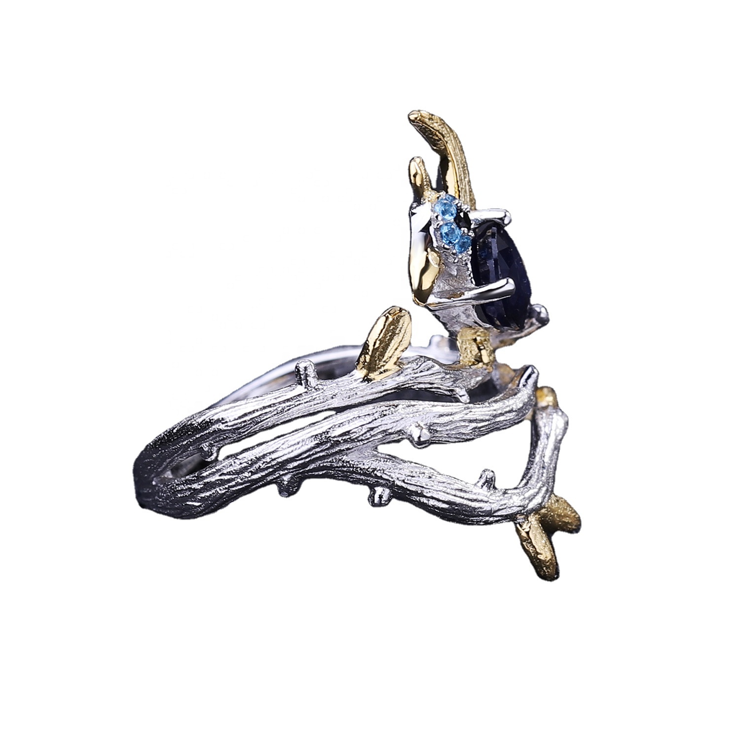 925 Sterling Zobe / Sapphire da ƙulli na Kulla / Zobe 13