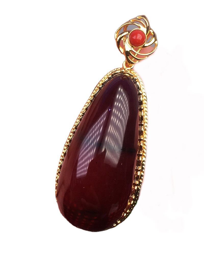 Goud plateare reade Garnet Fuchsia-jierrente-pendant 15