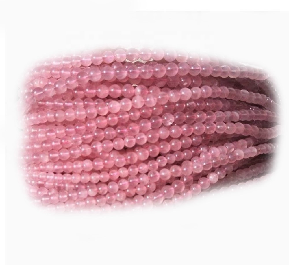 Дешевий рожевий оптовий дорогоцінний камінь Rose Quartz Beads круглий натуральний троянда кварцова бісер з трояндами природний 15