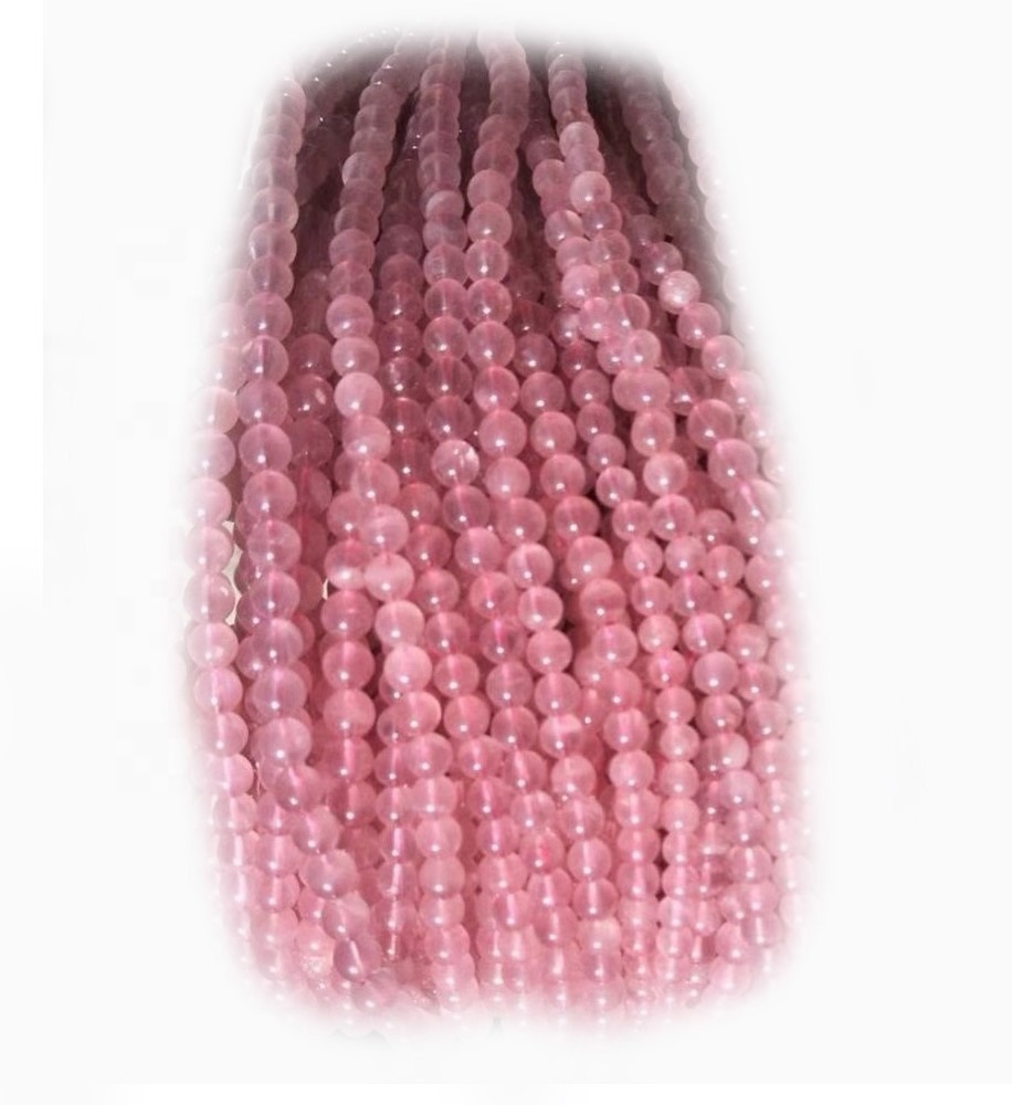 Дешевий рожевий оптовий дорогоцінний камінь Rose Quartz Beads круглий натуральний троянда кварцова бісер з трояндами природний 13