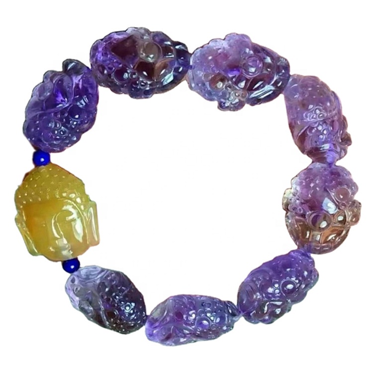 الأحجار الكريمة الطبيعية ametrine منحوتة سوار جعل الجملة معتزه و جمثي خلط الخرز جولة سوار 13