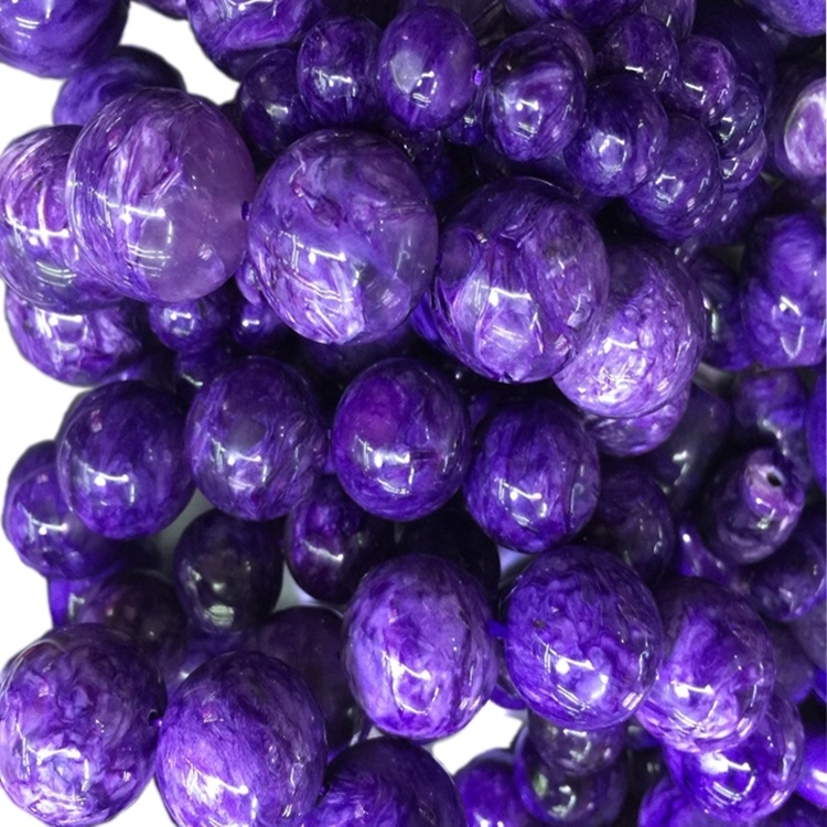 ธรรมชาติ Charoite สร้อยข้อมือรอบหินลูกปัดรอบรักษาพลังงานพลอยหลวมเครื่องประดับลูกปัดทำสำหรับสร้อยข้อมือสร้อยคอ 13