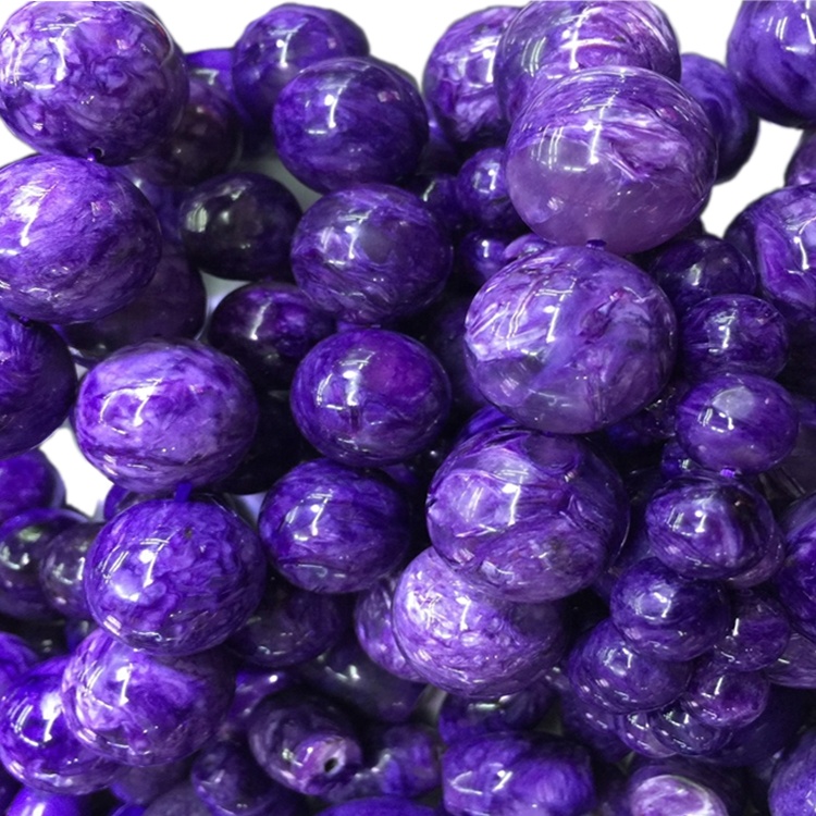 ธรรมชาติ Charoite สร้อยข้อมือรอบหินลูกปัดรอบรักษาพลังงานพลอยหลวมเครื่องประดับลูกปัดทำสำหรับสร้อยข้อมือสร้อยคอ 15