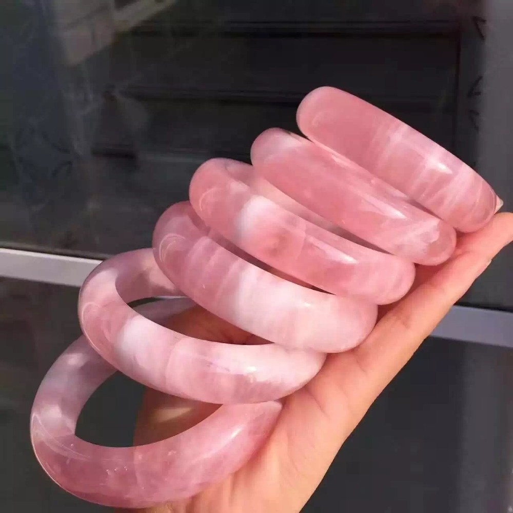 Vaaleanpunainen Rose Quartz Bangles Muoti Korut Naiset Bangles 15