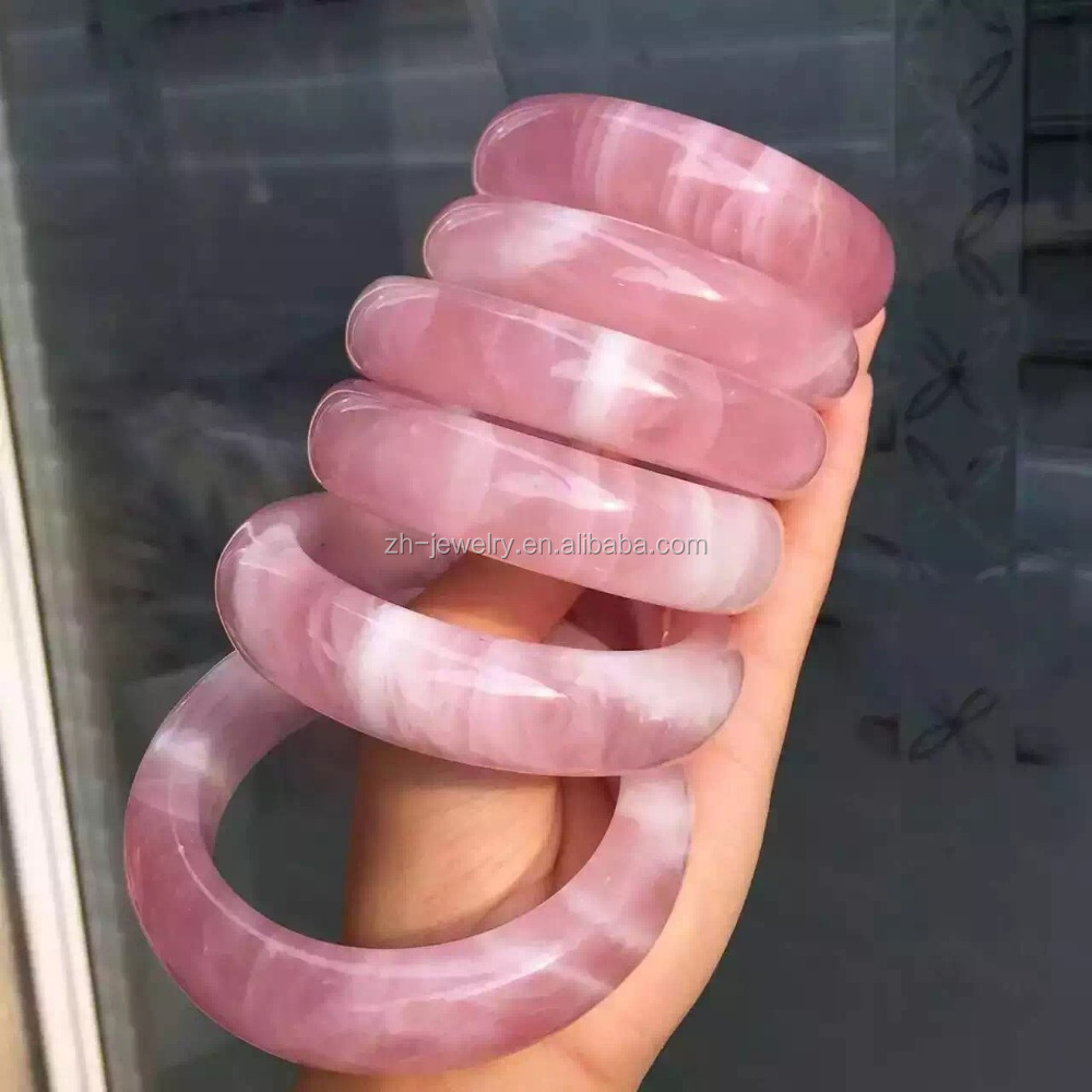 Vaaleanpunainen Rose Quartz Bangles Muoti Korut Naiset Bangles 13