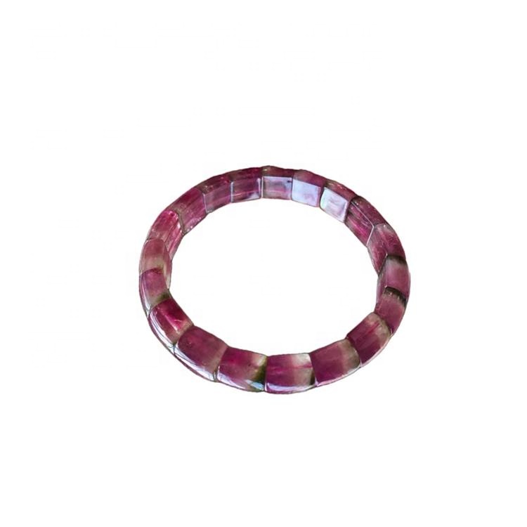 Color rosado Tourmalina Brazalete Ruberélite Venta Caliente Lavanda Turmalina Piedra Gemstone Estampado Mano Plata Pulsera Pulsera 9