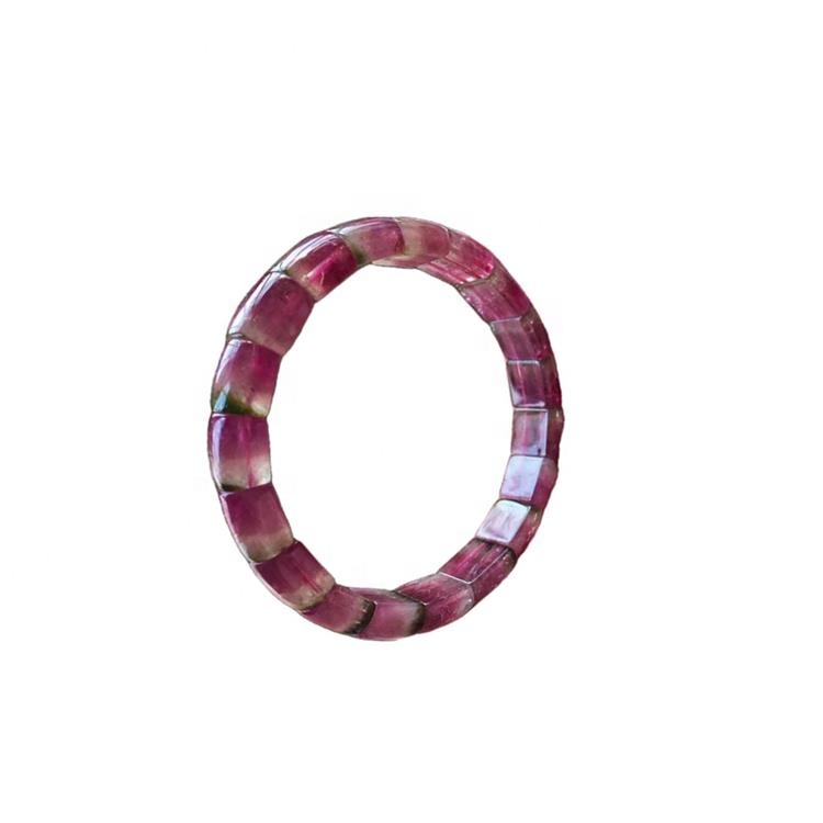 Color rosado Tourmalina Brazalete Ruberélite Venta Caliente Lavanda Turmalina Piedra Gemstone Estampado Mano Plata Pulsera Pulsera 11