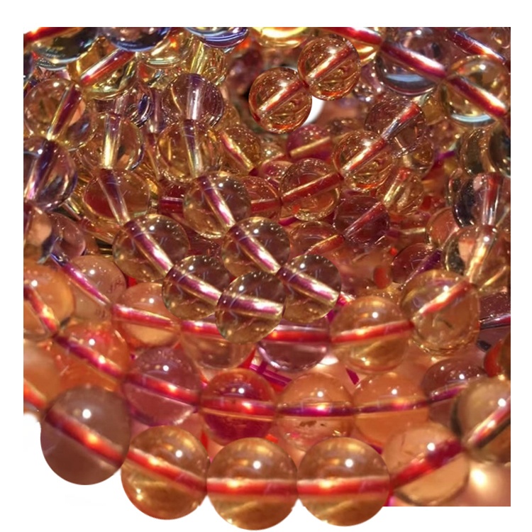 Veľkoobchod Cenník Kruhový tvar Citrín Prírodné Gemstone Korálky Náhrdelník 23