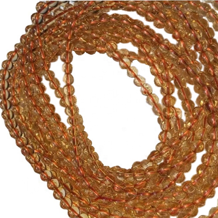 Přírodní Citrine Smooth Kulaté korálky 108ks Buddha Beads Strands Náhrdelník 18