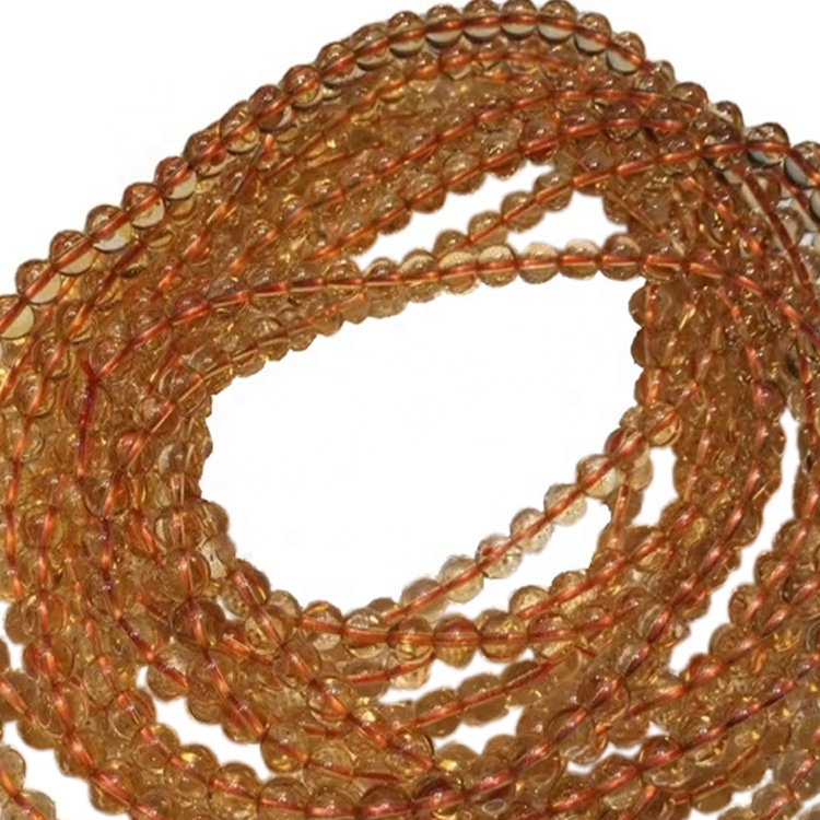 Přírodní Citrine Smooth Kulaté korálky 108ks Buddha Beads Strands Náhrdelník 20