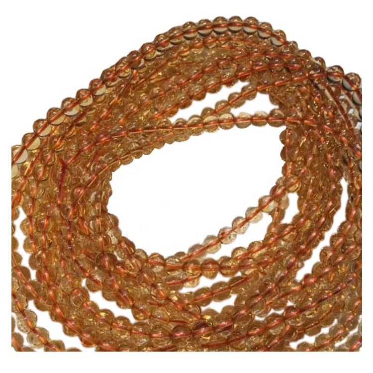 Přírodní Citrine Smooth Kulaté korálky 108ks Buddha Beads Strands Náhrdelník 22