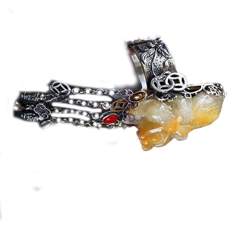 Cincin Pixiu yang propisial dan penyembuhan jatuh oleh lilin lebah alami Amber 9