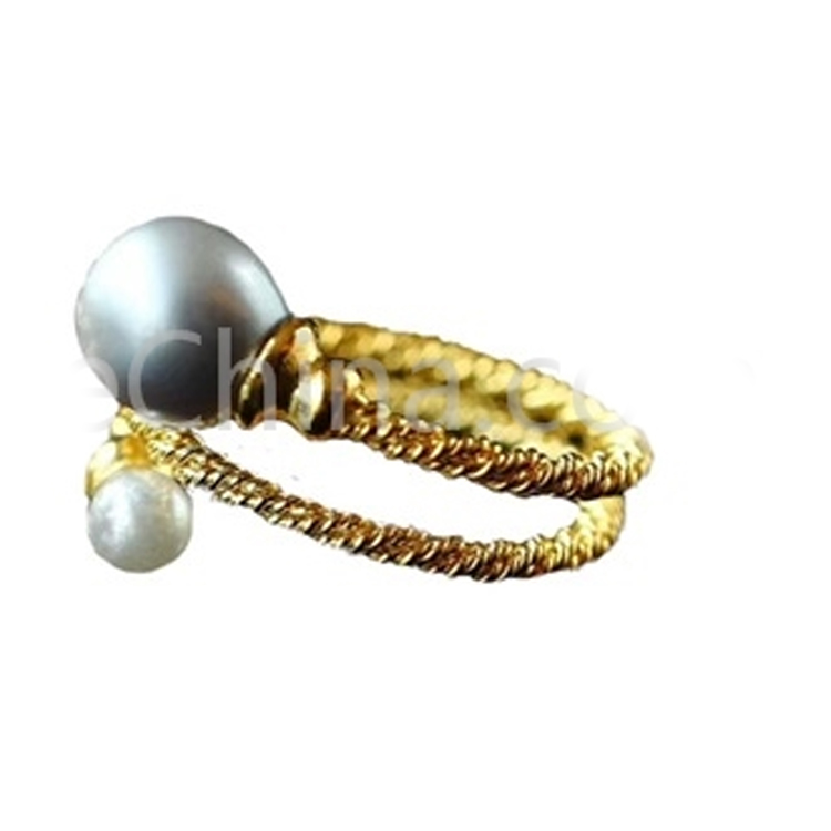 우아한 진주 반지 더블 화이트 비즈 보석 9