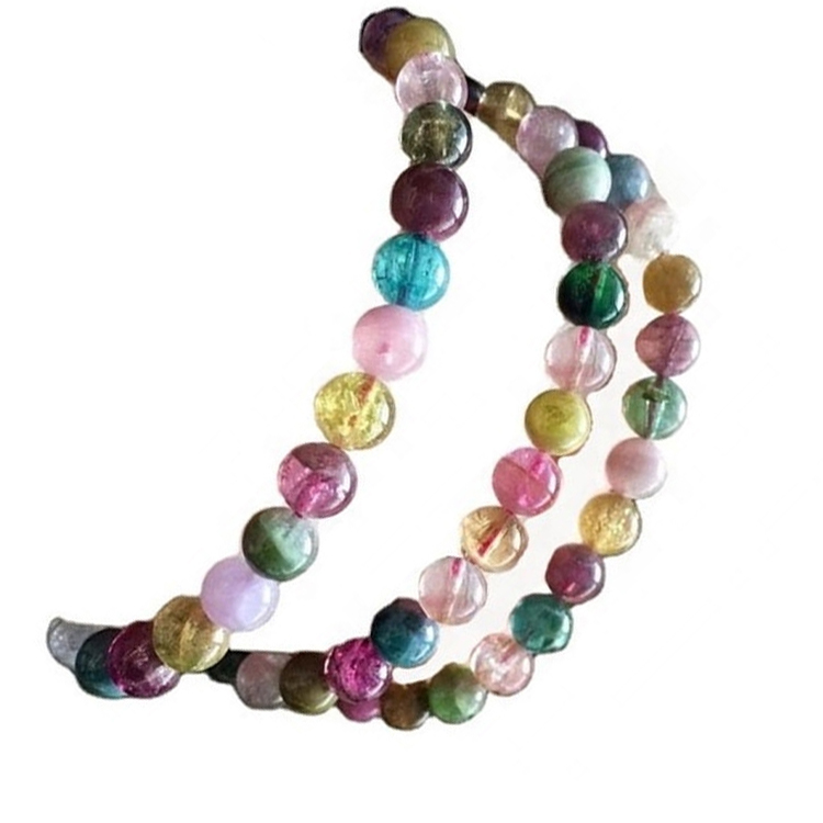 Multi Tourmaline Beads Hilir Batu Batu Permata Longgar 17