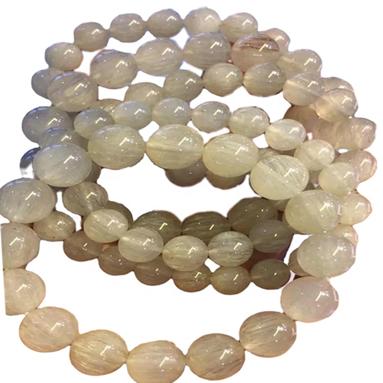 Putih Rutilated Quartz Putaran Beads Gelang Hot-Sale Wanita Gelang Batu Alam 7