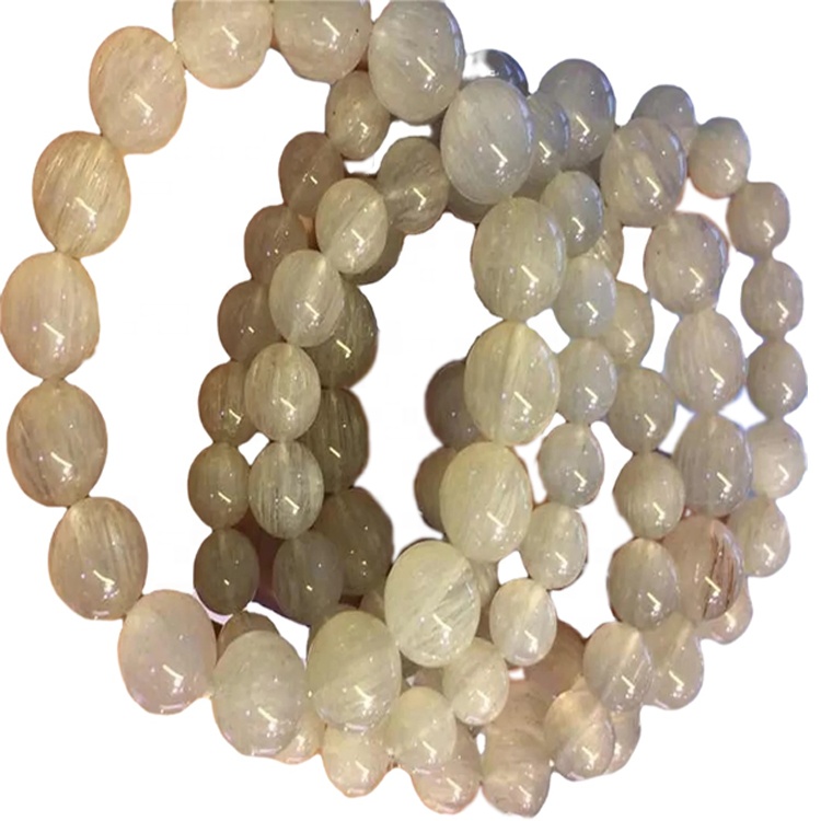 Putih Rutilated Quartz Putaran Beads Gelang Hot-Sale Wanita Gelang Batu Alam 11