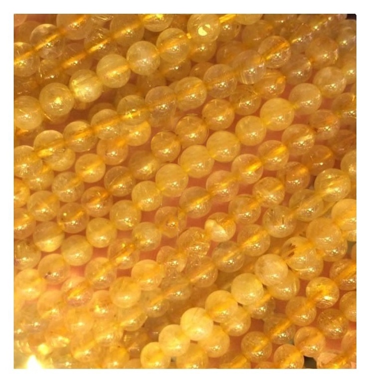 Golden Rutilat Kwarz Crystal Bracelet Tond Crystal Fejqan dehbijiet Gift Metaphysical Crystals Healings Ġebel 21