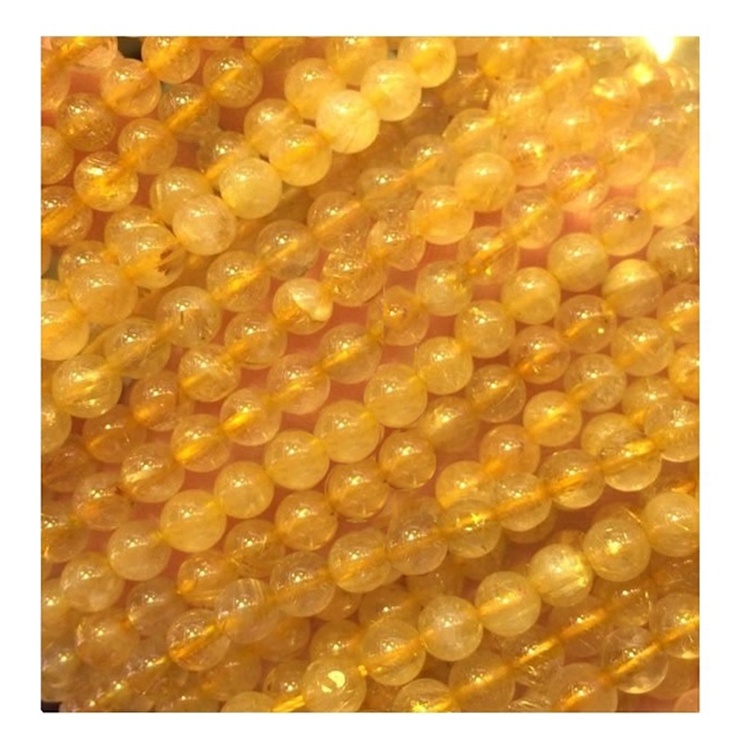 Golden Rutilat Kwarz Crystal Bracelet Tond Crystal Fejqan dehbijiet Gift Metaphysical Crystals Healings Ġebel 23