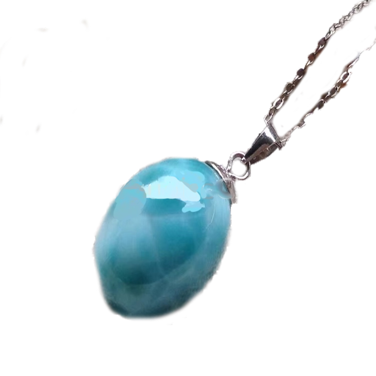 자연 Larimar 타원형 모양 펜던트 보석 보석 15