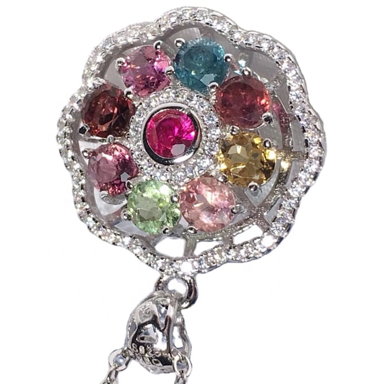 Tourmaline Natural Gemstone 925 솔리드 스털링 실버 수제 펜던트 20