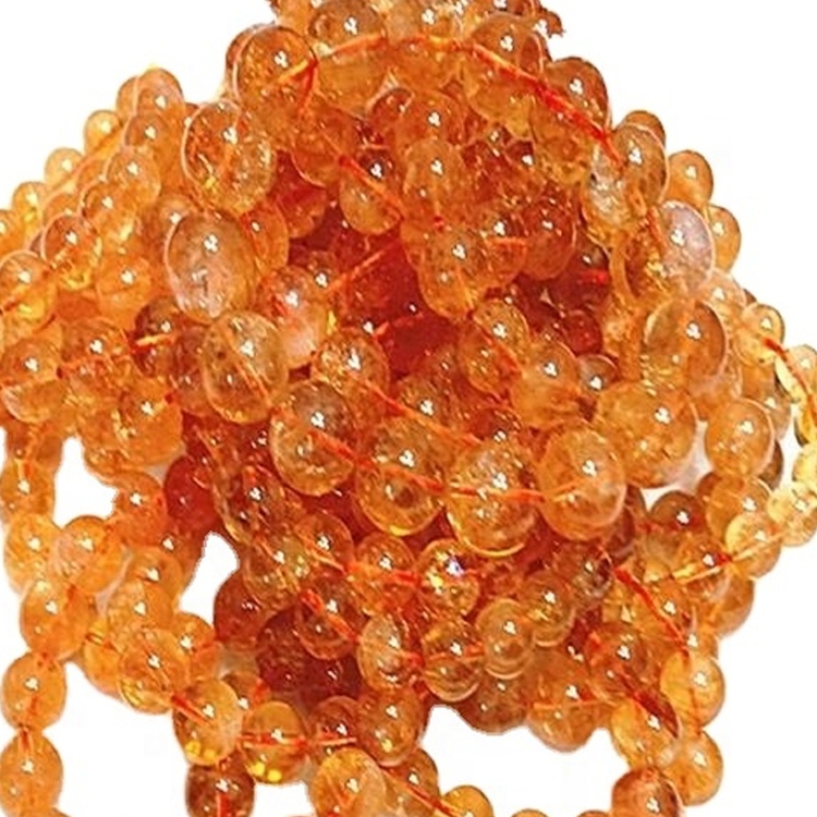 Manik-manik citrine alami Bentuk bulat Gelang batu permata halus dan kuning 9