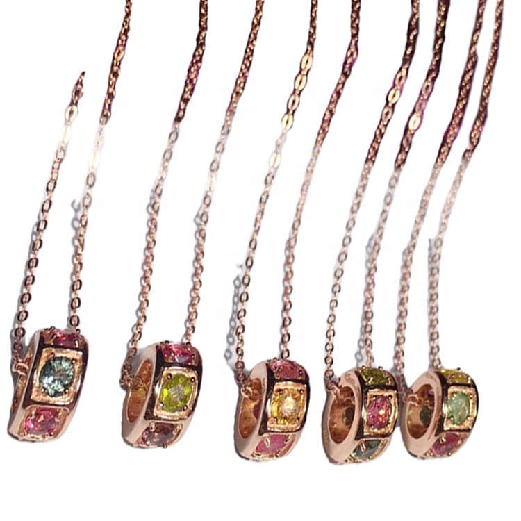 토르말린 멀티 쿼츠 925 스털링 실버 원석 펜던트 목걸이 18