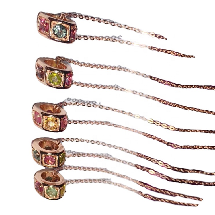 토르말린 멀티 쿼츠 925 스털링 실버 원석 펜던트 목걸이 22