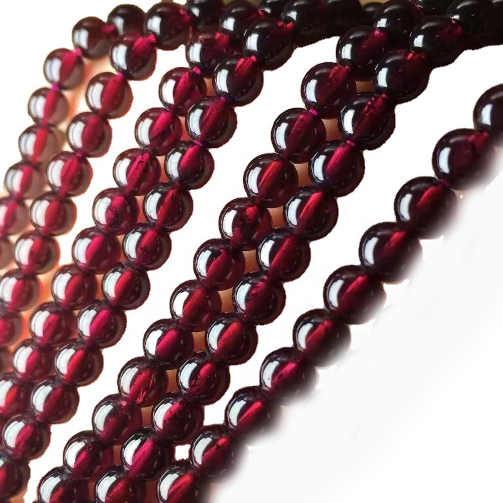 Cuentas naturales redondas de 3mm Vino rojo Garnet Garnet Strand 19