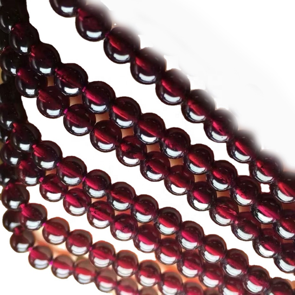 Cuentas naturales redondas de 3mm Vino rojo Garnet Garnet Strand 21