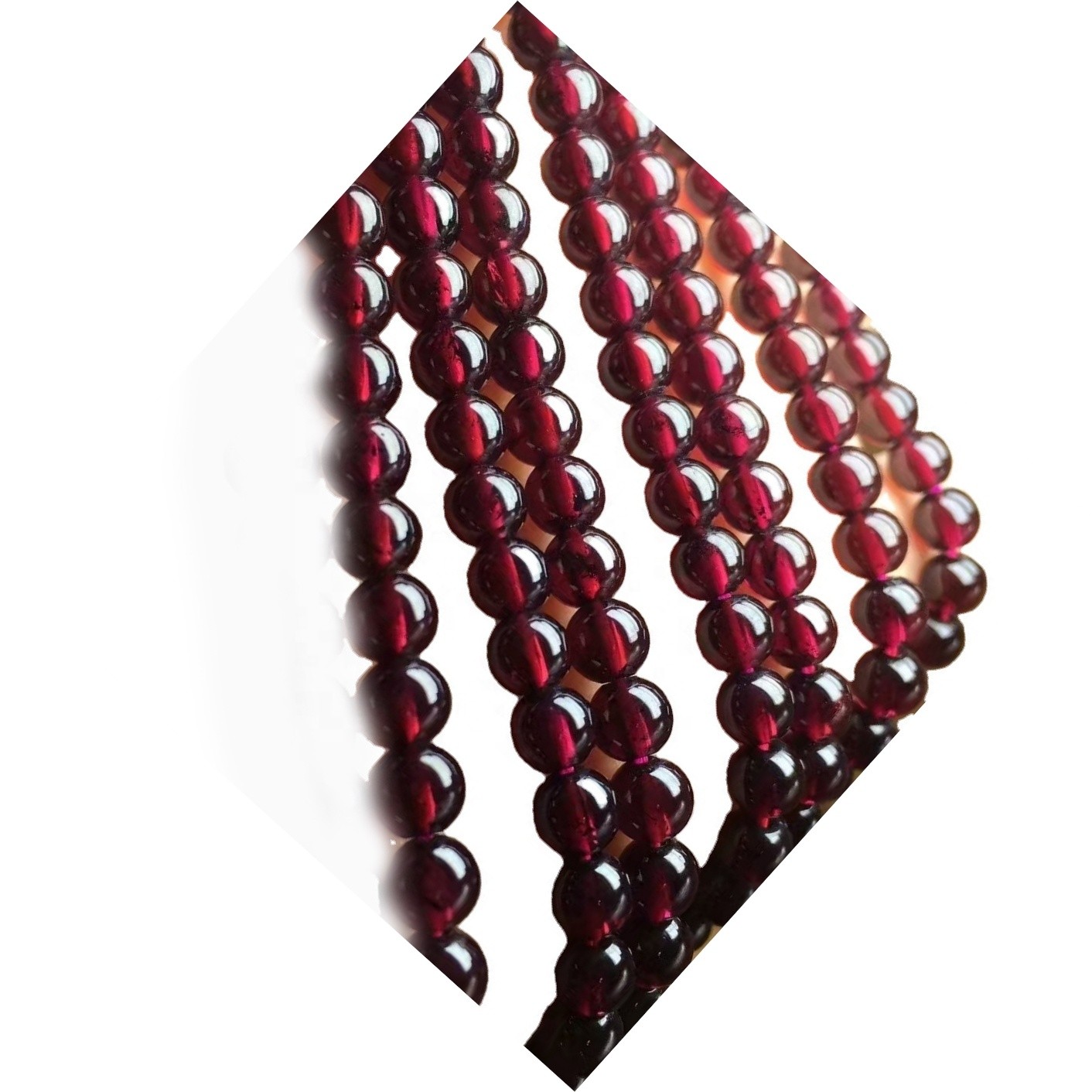 Cuentas naturales redondas de 3mm Vino rojo Garnet Garnet Strand 23