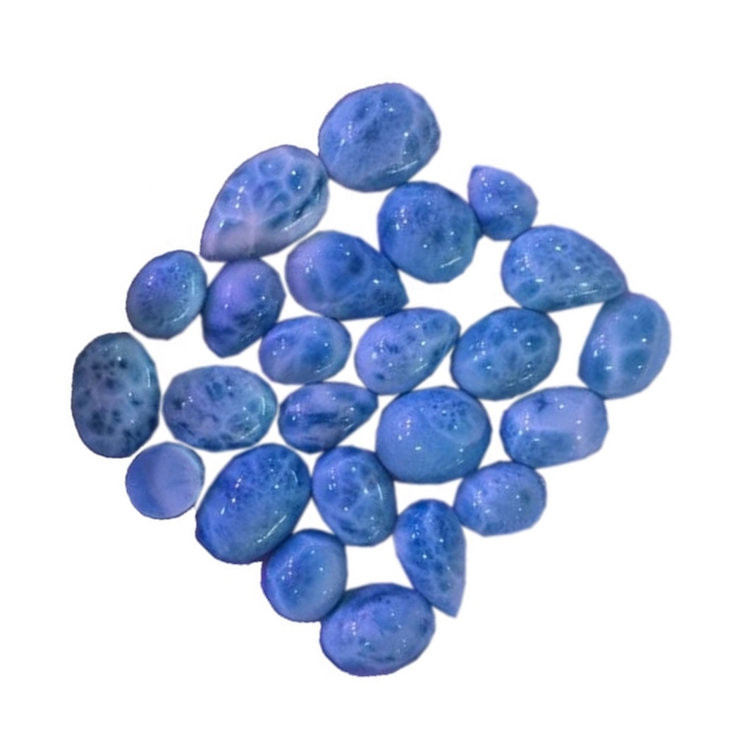 Larimar พลอยแฟนซี Cabochon ธรรมชาติ Larimar พลอย AAA ด้านคุณภาพธรรมชาติหลวมกึ่งมีค่าเครื่องประดับพลอยทำ Cab 17