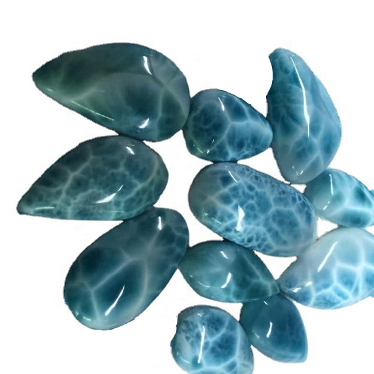 Asili larimar cabochon loose jiwe la asili kutafakari kioo larimar cabs jiwe kujitia kujitia 17