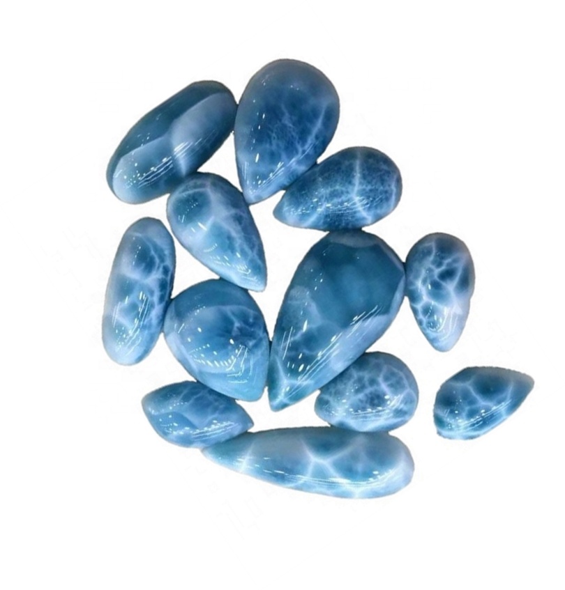 Larimar Stone Gems Pear Cabochon Jewelry Semi寶石 17