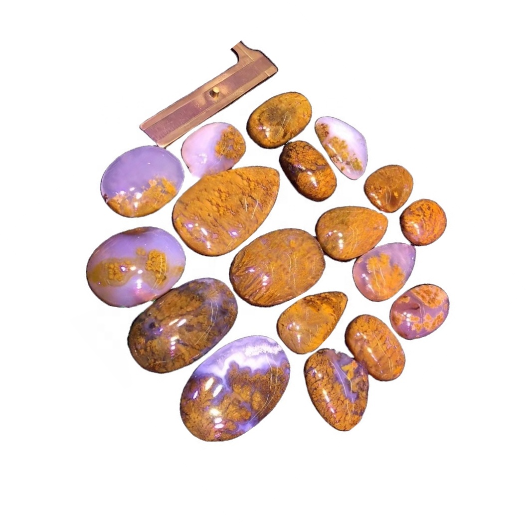 100% natural nga yellow moss agate oval nga porma sa cabochon nga wala'y gemstone alang sa paghimo og alahas 17