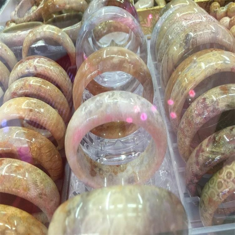 Factory Cut Chrysanthemum Stone Bangle et armillas Jewelry leporem armillas Coral Beta Gemstone 17