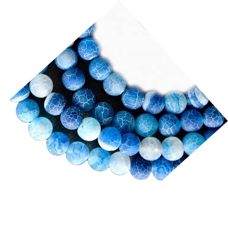 瑪瑙石頭珠藍裂紋瑪瑙圓珠 17