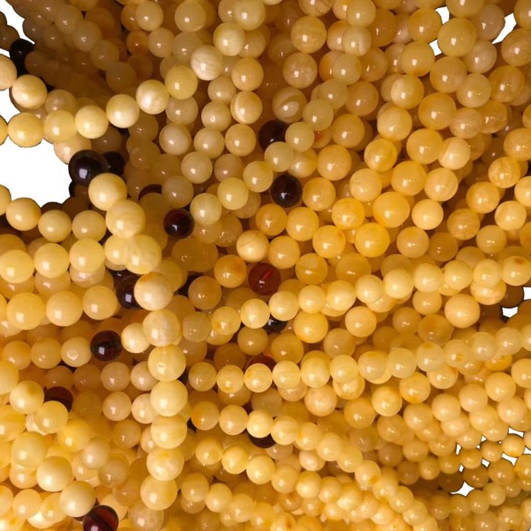 Природен килибар пчелин восок скапоцен камен круг лабава монистра 40cm целосна жица накит 17