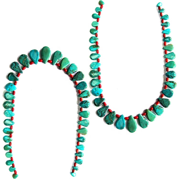 Türkis Nugget Perlen Halskette Schmuck 17