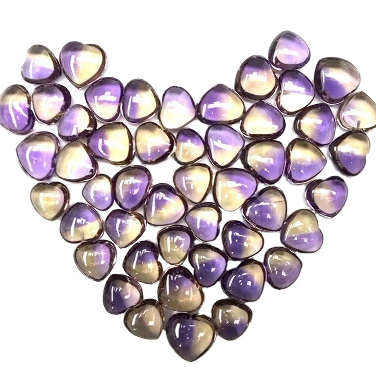 គ្រឿងអលង្ការប្រដាប់ប្រដាប្រដាប់គ្រឿងអលង្ការប្រដាប់ប្រដាធម្មជាតិរបស់ ametrine gemstone បេះដូង Imetrine Biet Cabochon 17