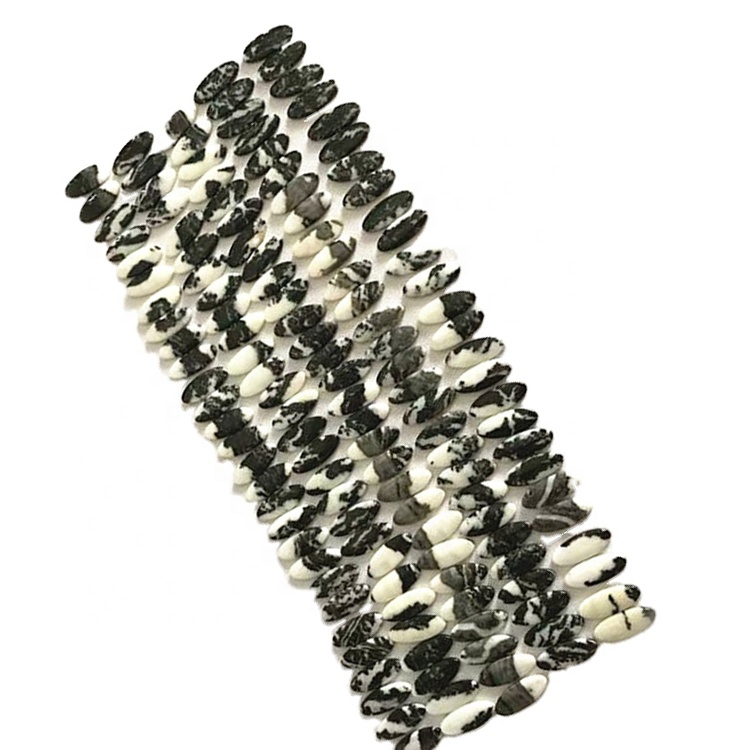 자연 얼룩말 돌 왼쪽과 오른쪽 경기 부드러운 달걀 모양의 흑백 보석 도매 17