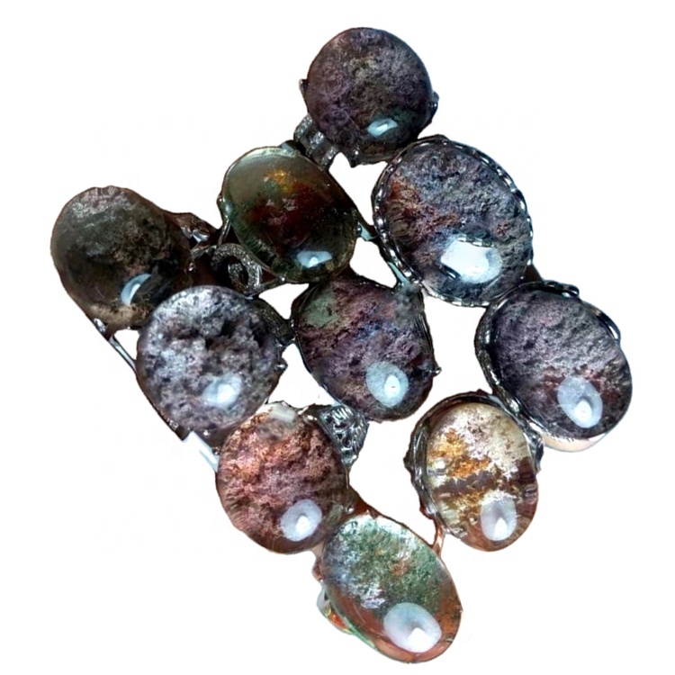 Phantom crystal quartz 925 silver rings 17