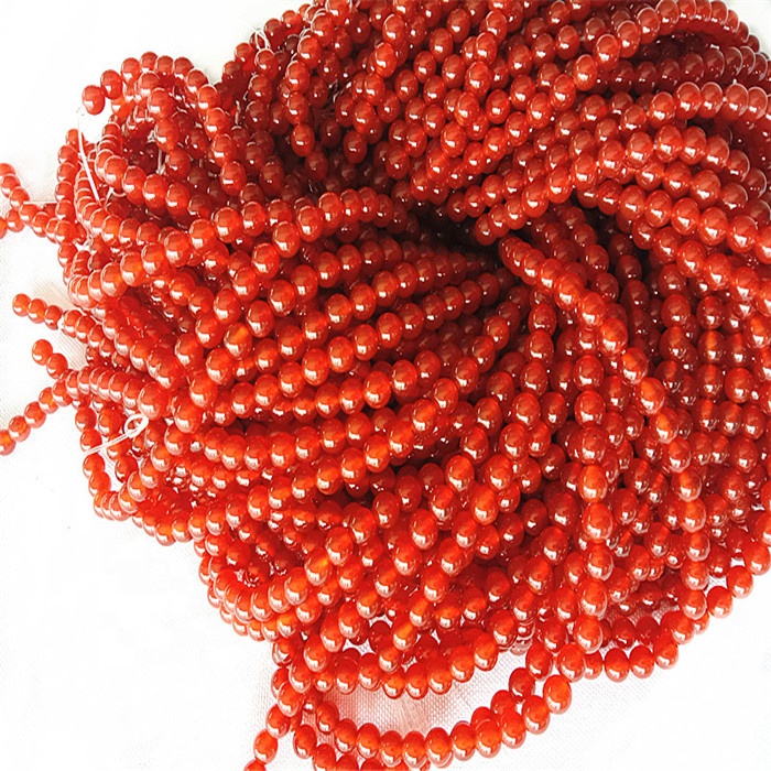 Natural Carnelian Formă rotundă Margele netede și roșii 17