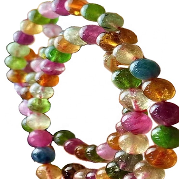 Natural Gemstone Round Beads Tourmaline Rubellite Apyrite Bracelet For Sale Honey Yellow Beeswax Color Bracelet 13