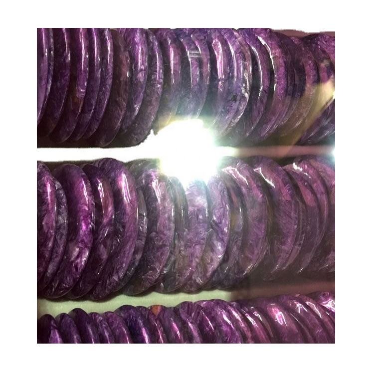Top 53mm Natural Ungu Charple Bangle Gelang Deep Ungu Charoite Siberian Stone Besar Charoite Gelang 17