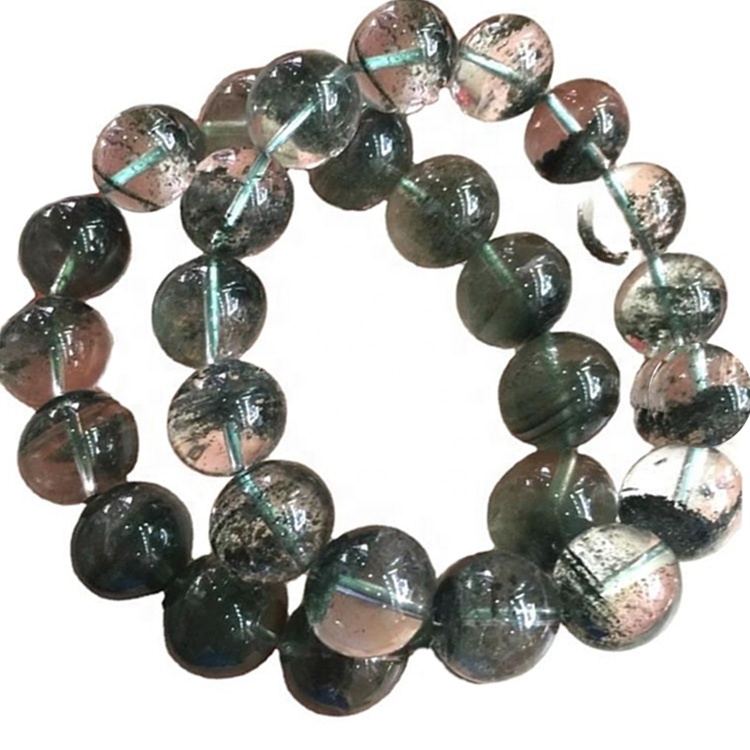 Handmade beads Green ghost Phantom Quartz crystal bracelet bangles 17