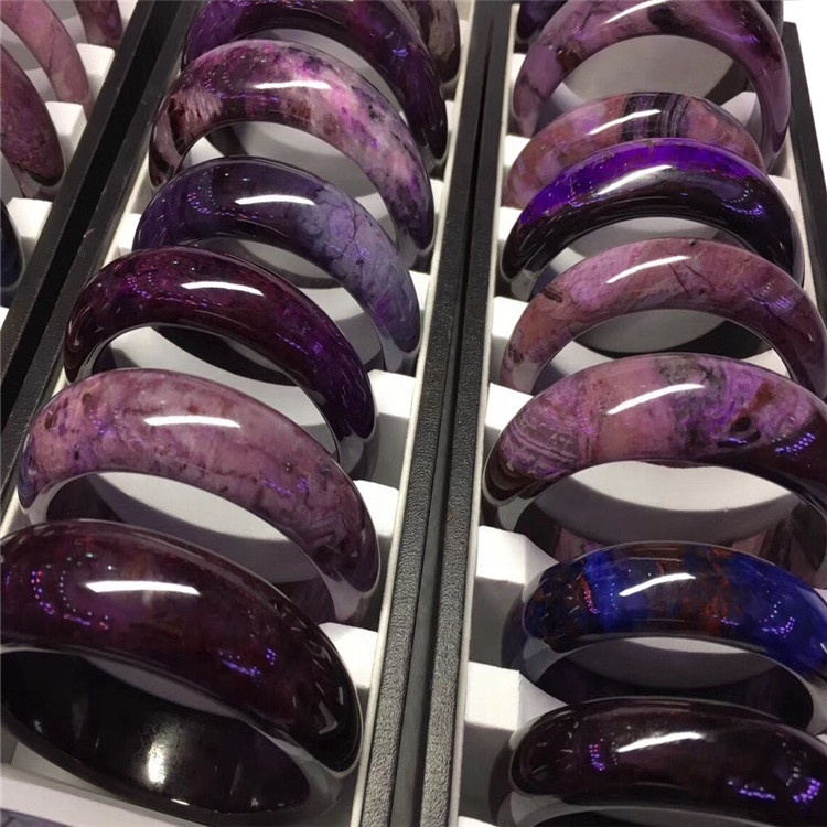 Ntshav sugilite bangle ntxhib pob zeb hlaws lag luam wholesale Gemstone ntxim nyiam cov hniav nyiaj hniav kub poj niam ntxhais ntxim hlub khoom plig 17