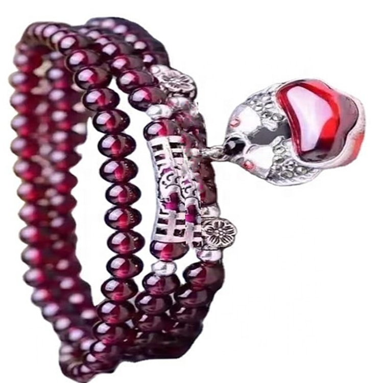 레드 가닛 파란색 팔찌 마음 구슬 만들기 팔찌 팔찌 스털링 실버 925 태국 보석 17