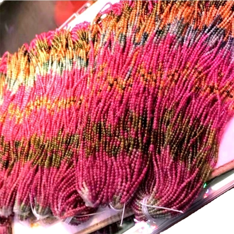 ನೈಸರ್ಗಿಕ ಬಹುವರ್ಣದ ಕಲ್ಲಂಗಡಿ ಗುಲಾಬಿ ಪ್ರವಾಸೋದ್ಯಮ ರೌಂಡ್ ಮಣಿಗಳು 6mm ವರ್ಣರಂಜಿತ ನೈಜ ನಿಜವಾದ ಸ್ಪರ್ಶೋಲಿನ್ ಜೆಮ್ಸ್ಟೋನ್ 16 ಸ್ಟ್ರಾಂಡ್ 17