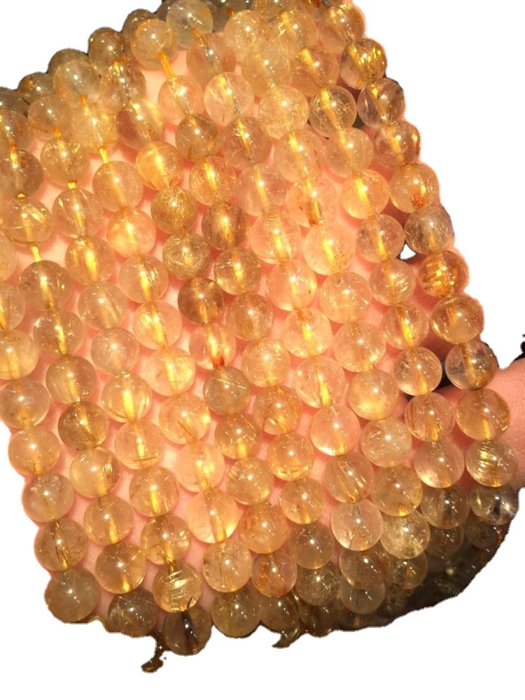 Las perlas redondas de piedras preciosas naturales RUTILATED CUTIMZ GOLDEN TODO ESTÁ 100% 17