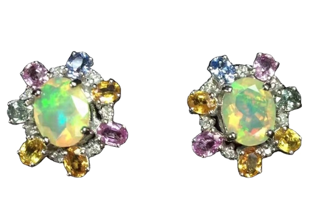 Qo'lda ishlangan qimmatbaho toshlar 14k oltin olmos opal stal sirlari 17